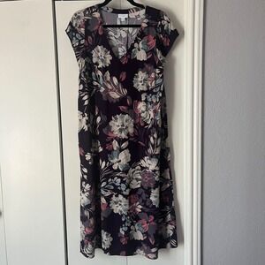 J‎ Jill Floral Maxi Dress Womens Small Petite S/P Purple White Pink